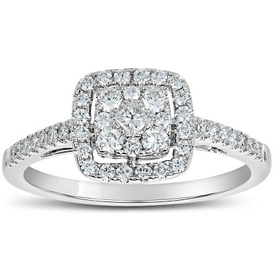 14 Karat White Gold Diamond Engagement Ring