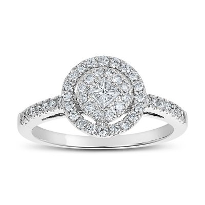 0.50 CT. T.W. Round Shaped Diamond Engagement Ring in 14 Karat White ...