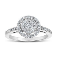 0.50 CT. T.W. Round Shaped Diamond Engagement Ring in 14 Karat White Gold