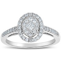 0.50 CT. T.W. Oval Shaped Diamond Engagement Ring in 14 Karat White Gold