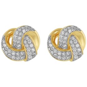 S Collection 0.55 CT. T.W. Love Knot Stud Earrings in 14K Yellow Gold