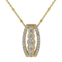 S Collection 1 CT. T.W. Three Row Drop Pendant in 14K Yellow Gold