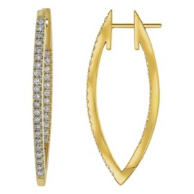 S Collection 1.0 CT. T.W. V Shape Hoop Earrings in 14K Yellow Gold