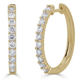 1.50 CT. T.W. Prong-Set Diamond Hoop Earrings in 14K Gold (HI, I1)