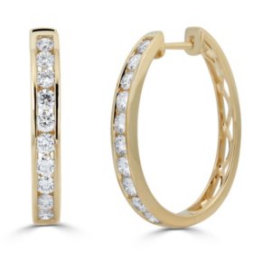 1.50 CT. T.W. Channel-Set Diamond Hoop Earrings in 14K Gold (HI, I1)