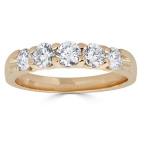 0.99 CT. T.W. 5-Stone Diamond Ring Band in 14K Gold (H-I, I1)