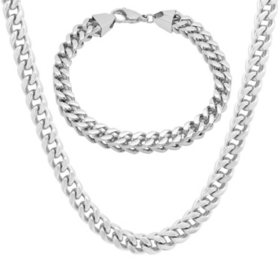 Stainless Steel Franco Link Chain and Bracelet Set