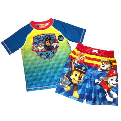 paw patrol swim trunks and rash guard