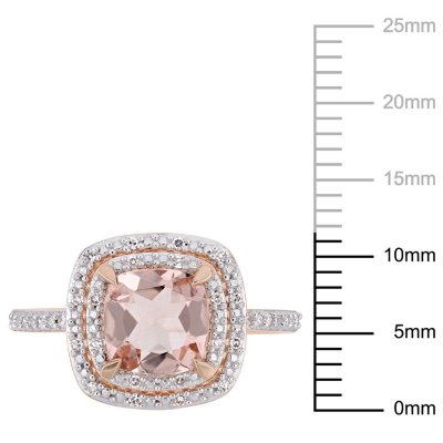 Morganite and Diamond Accent Double Halo Ring in 14K Rose Gold