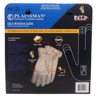 Plainsman Fleece-Lined Cowhide Leather Work Gloves (2 pk.) - Sam's Club