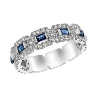 S Collection Blue Sapphire and Diamond Anniversary Ring in 14K White Gold