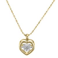 S Collection Moving Diamond Composite Heart Pendant in 14K Yellow Gold