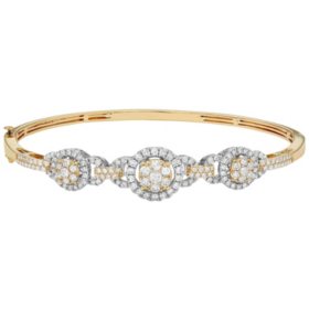1.98 CT. T.W. Round Cut Diamond Bangle Bracelet in 14K Gold