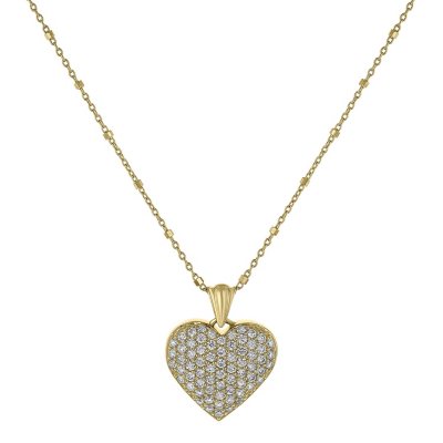 S Collection 1 CT. T.W. Puffed Pave Style Diamond Heart Pendant in 14K ...