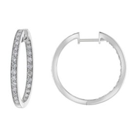 S Collection 1 CT. T.W. Hinged Huggie Hoop Earrings in 14K White Gold