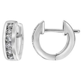 0.50 CT. T.W. Diamond Huggie Hoop Earrings in 14K White Gold