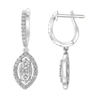 S Collection 3/4 CT. T.W. Marquis Composite Diamond Earrings in 14K White Gold