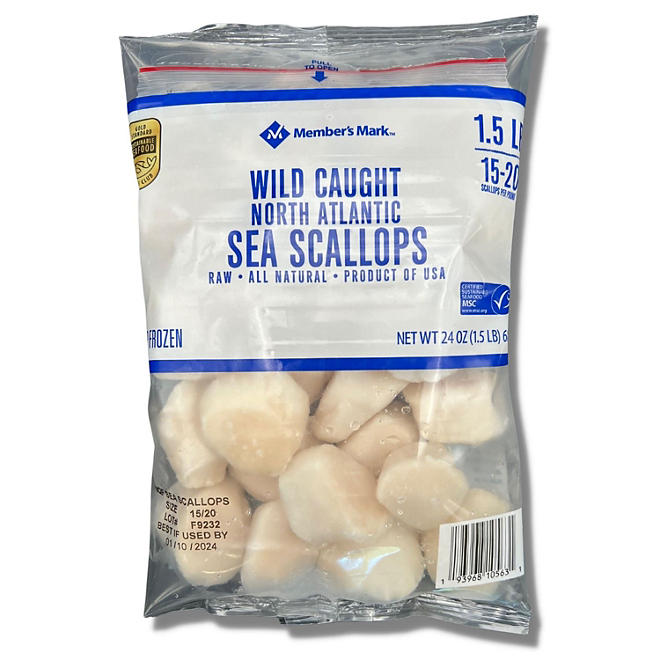 Member's Mark North Atlantic Sea Scallops, Frozen (1.5 lbs.)