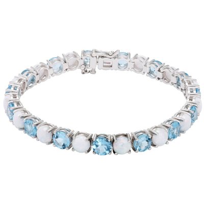 Blue Topaz and Lab Opal Sterling Silver Bracelet - Sam's Club