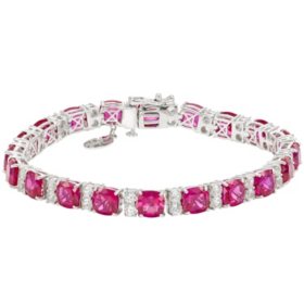 20 CT. T.W. Lab-Created Ruby &Lab-Created White Sapphire Sterling Silver Bracelet		