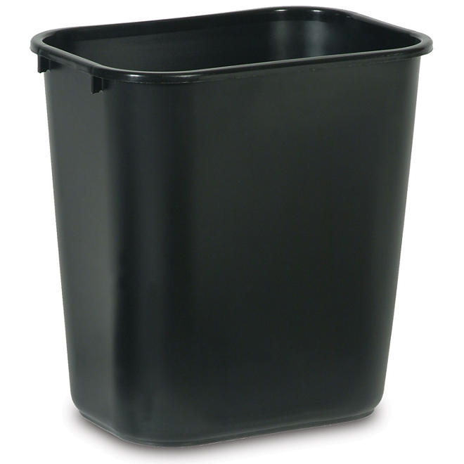 Rubbermaid Wastebasket Medium, 7 Gallon, Black, 4 Pack