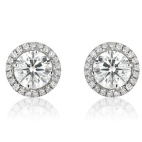 Superior Quality VS CollectionT.W. Round Diamond Stud Earrings in 18K White Gold (I, VS2) - Various Options