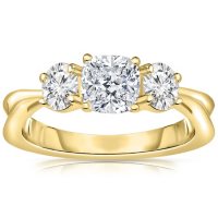 Three Stone Diamond Engagement Ring in 14K Gold (H-I, I1)