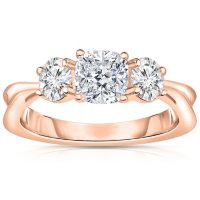 Three Stone Diamond Engagement Ring in 14K Gold (H-I, I1)