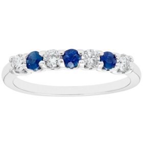 Sapphire & 0.28 CT. T.W. Diamond Band in 14K White Gold