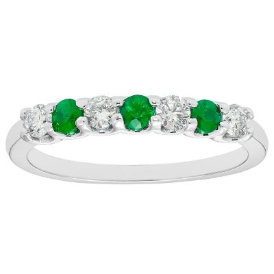 Emerald & 0.28 CT. T.W. Diamond Band in 14K White Gold - Sam's Club