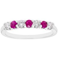 Ruby & 0.28 CT. T.W. Diamond Band in 14K White Gold