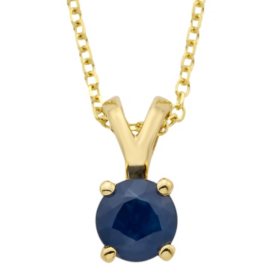 4.5mm Round Sapphire Pendant in 14K Gold