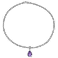 Pear-Shaped Amethyst and White Topaz Necklace in Italian Sterling Silver
