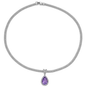 Pear-Shaped Amethyst and White Topaz Necklace in Italian Sterling Silver