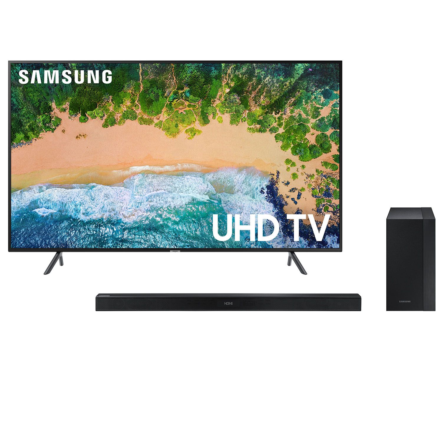 Samsung UN65NU710DFXZA 65″ 4K Ultra HD Smart LED TV + Samsung 2.1 Channel Soundbar (HW-M430)