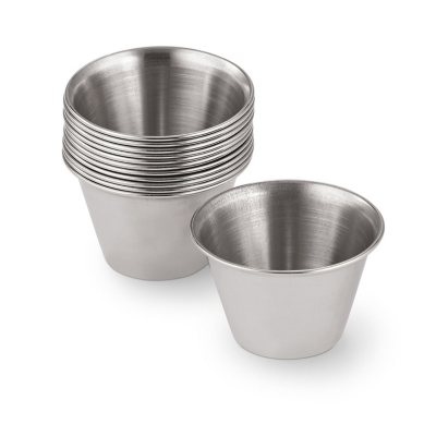 Stainless Steel Sauce Cups 2.5 oz Ramekins for Condiments Dipping Portions  (4) 