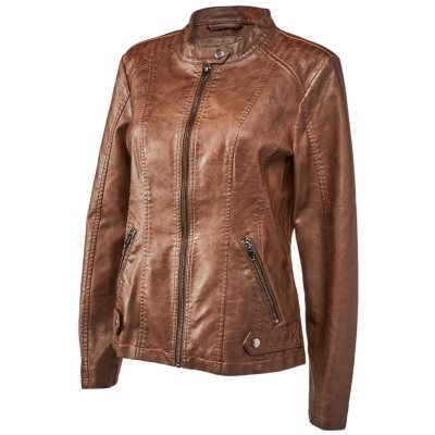 Blush faux leather on sale jacket