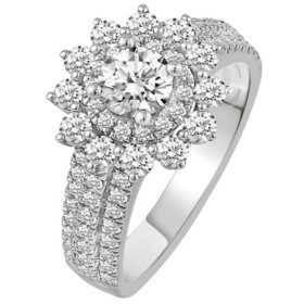 1.75 CT. T.W. Round Cut Halo Diamond Ring in 14K Gold