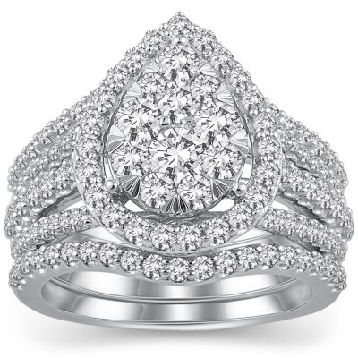 Pear Shaped Wedding Ring Set