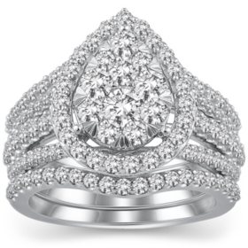 2.00 CT T.W. Pear Shape Diamond Bridal Set in 14K White Gold