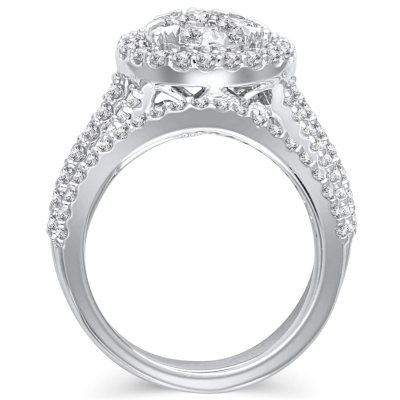 Women's 14K White Gold Over Pear Cut Diamond Engagement Ring Bridal Wedding Set 
