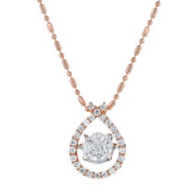 0.50 CT. T.W. Diamond Pear Halo Pendant in 14K Gold