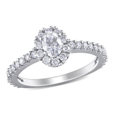 Allura 0.95 CT. T.W. Oval Halo Diamond Halo Engagement Ring in 14k ...