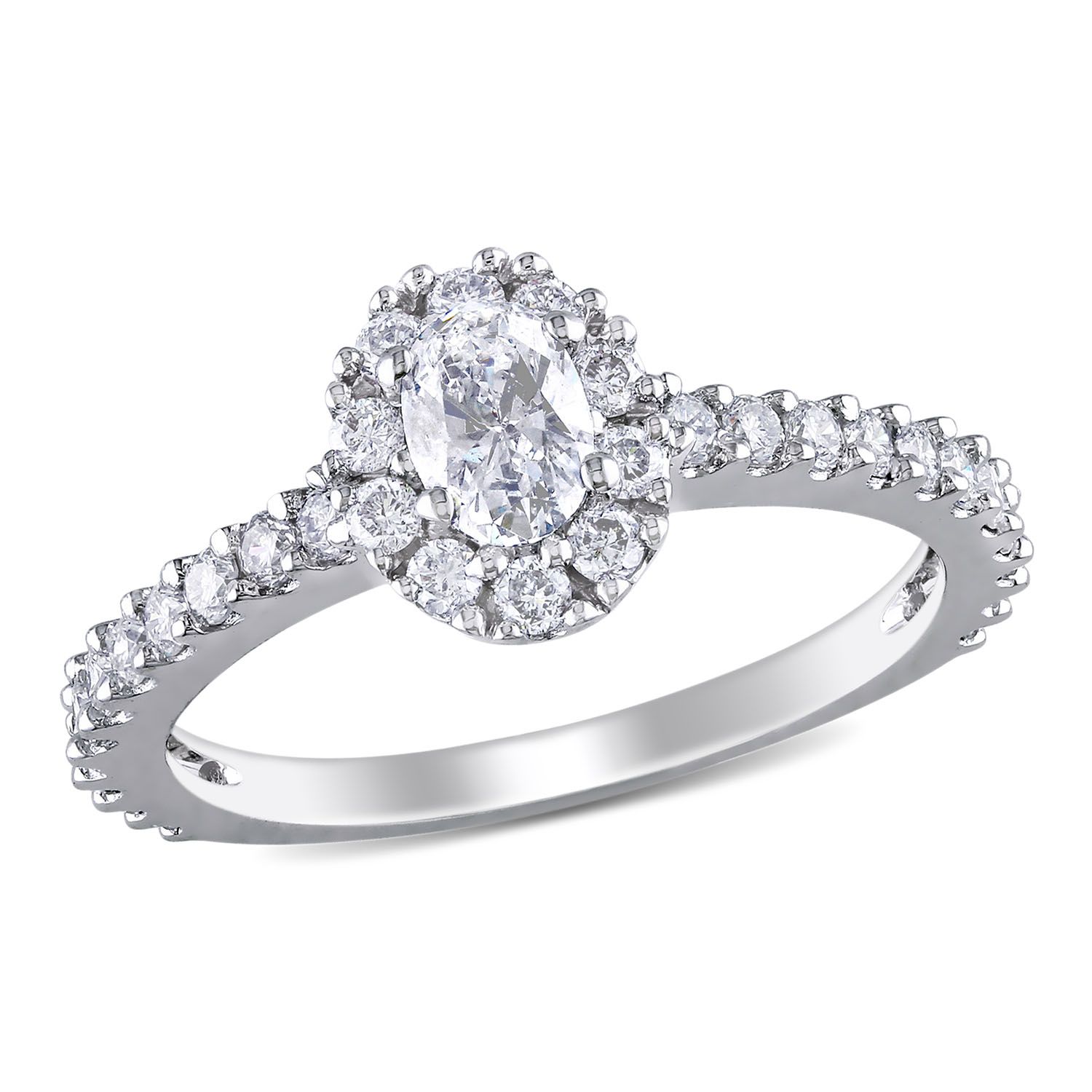Allura 1 CT. T.W. Oval Halo Diamond Engagement Ring in 14k White Gold