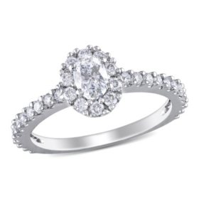Allura 0.95 CT. T.W. Oval Halo Diamond Halo Engagement Ring in 14k White Gold