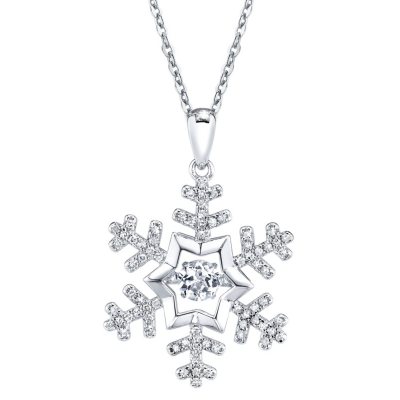 Sterling Silver White Topaz Dancing Snowflake with 0.14 CT. T.W
