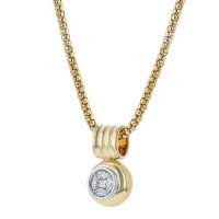 0.50 CT. T.W. Two-Tone Vintage-Inspired Diamond Pendant in 14k Gold