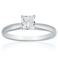 Superior Quality Collection 1 CT. T.W. Princess Shaped Diamond Solitaire Ring in 18K White Gold (I, VS2)