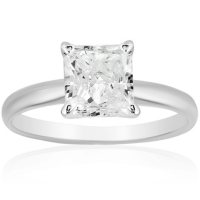 Superior Quality Collection 2 CT. T.W. Princess Shaped Diamond Solitaire Ring in 18K Gold (I, VS2)