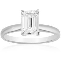 Superior Quality Collection 1.5 CT. T.W. Emerald Shaped Diamond Solitaire Ring in 18K White Gold (I, VS2)